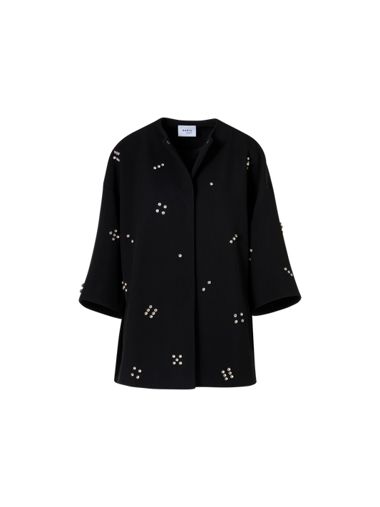 Designer Car Coat mit Diamond Dice Dot Verzierung - Schwarz
