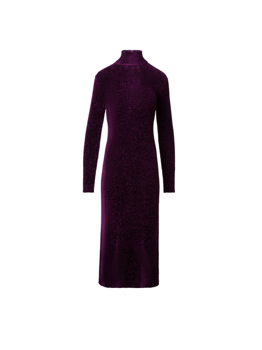 Designer Chenille-Ripp-Schlauchkleid mit langen Ärmeln - Violett