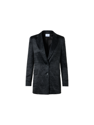 Designer Boyfriend-Jacke aus Knitter-Satin - Schwarz