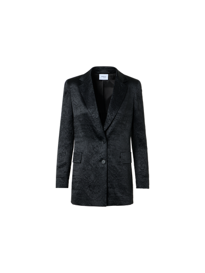 Designer Boyfriend-Jacke aus Knitter-Satin - Schwarz
