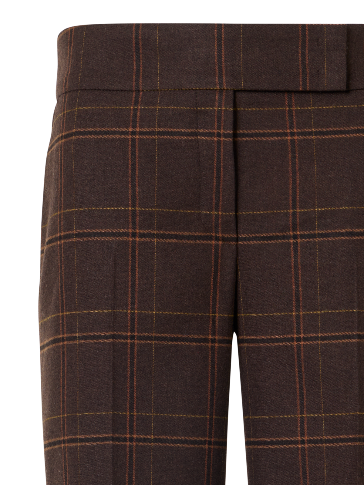 Designer Weite karierte Flanellhose - Braun