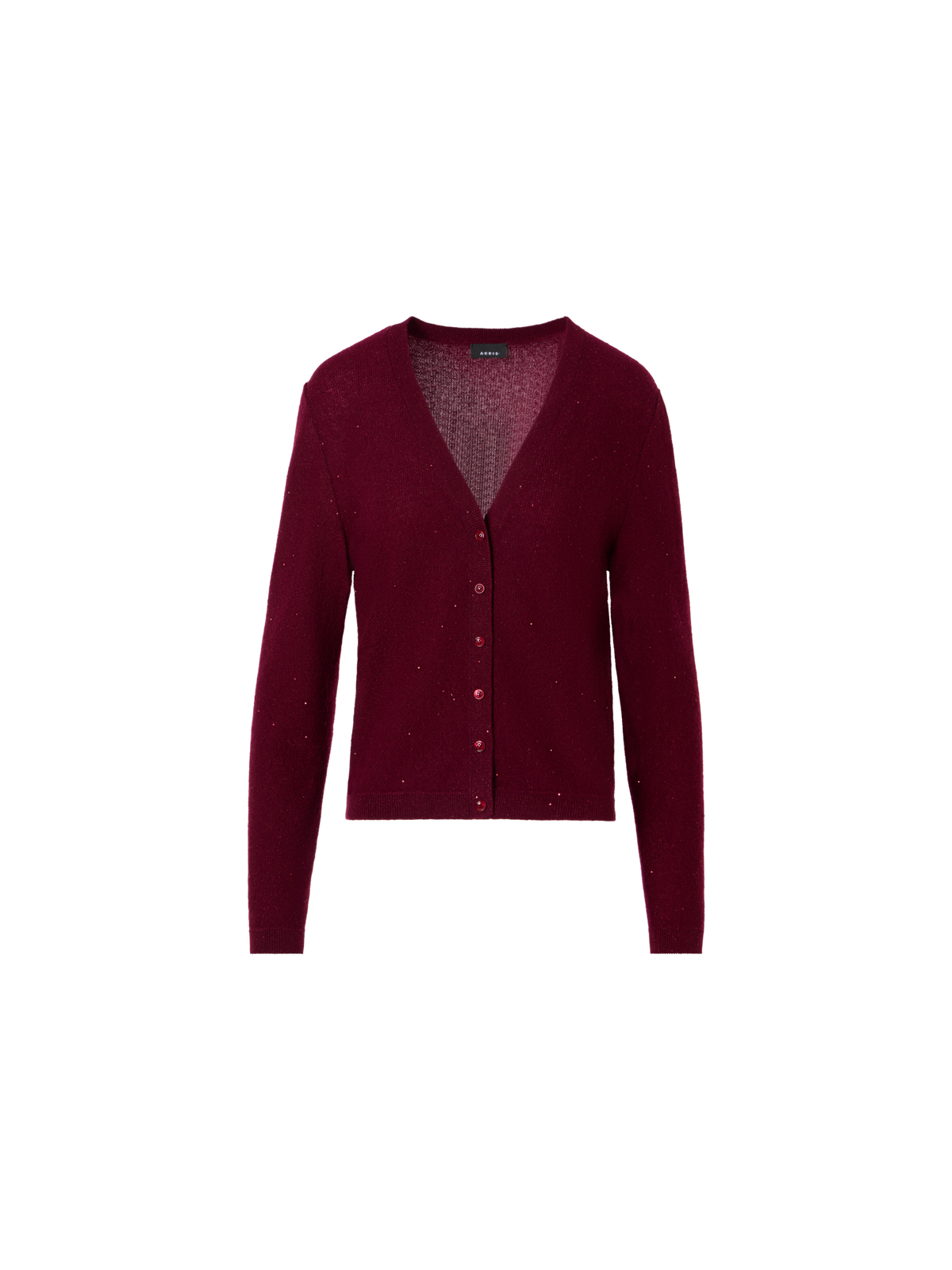 Designer Cardigan aus Kaschmir-Lamé mit feinen Pailletten - Rot