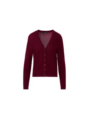 Designer Cardigan aus Kaschmir-Lamé mit feinen Pailletten - Rot