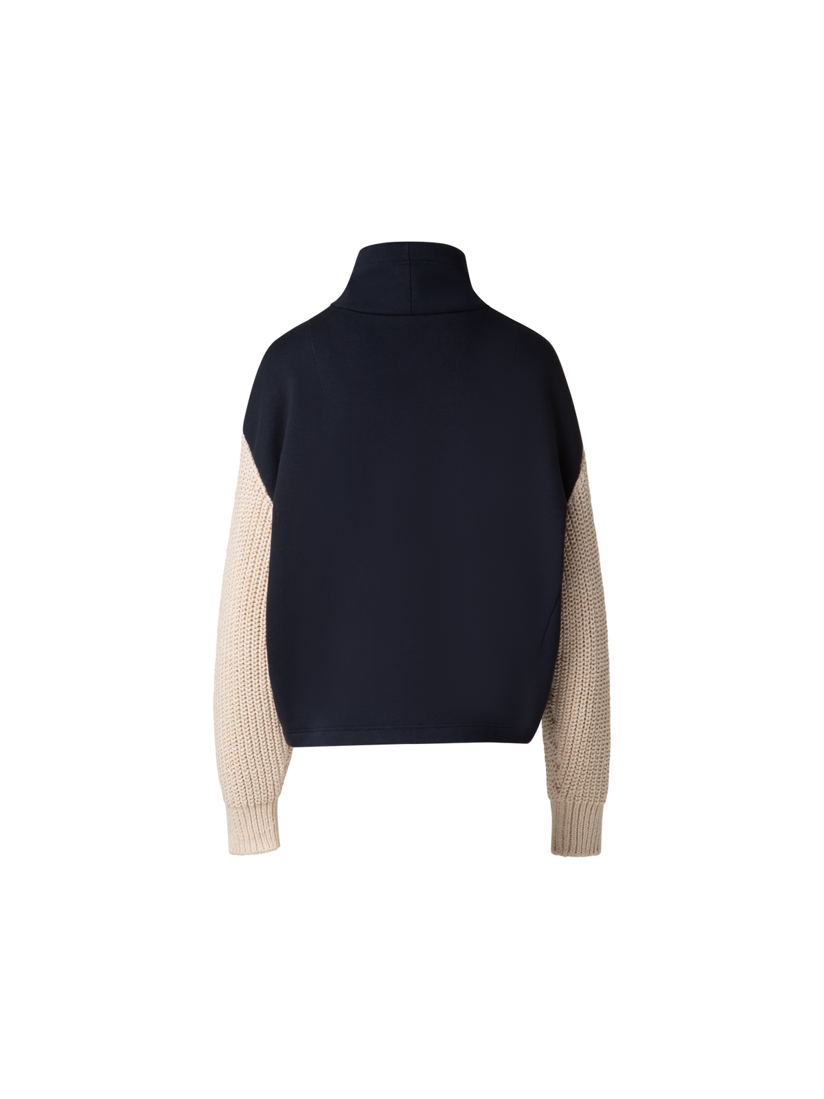 Designer Jersey-Hoodie mit Strickärmeln - Dunkelblau - Blau - Bunt - Beige