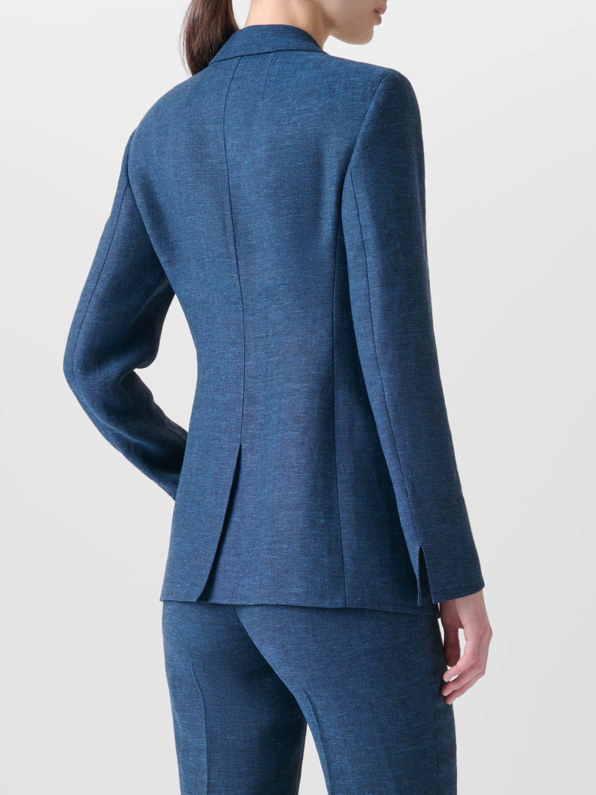 Designer Langer Blazer aus Leinen Doubleface - Blau #editorial