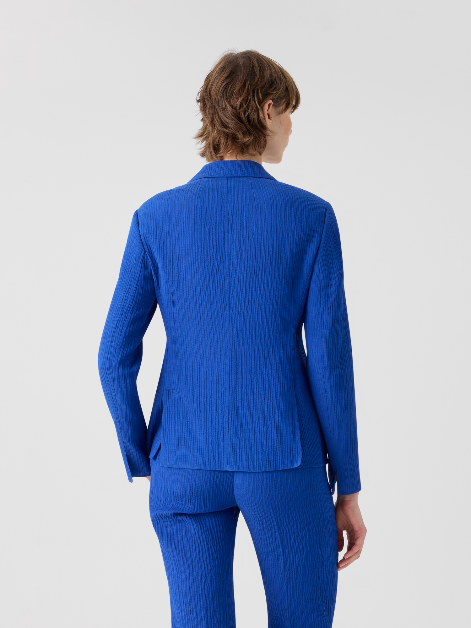 Designer Lavino Taillierte Jacke aus strukturierter Baumwollseide - Blau 