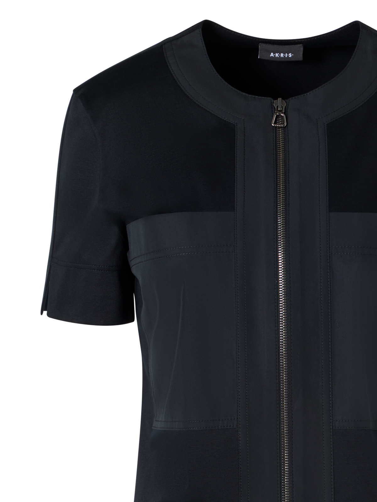 Designer Kurzärmelige Bluse aus Baumwolljersey - Schwarz