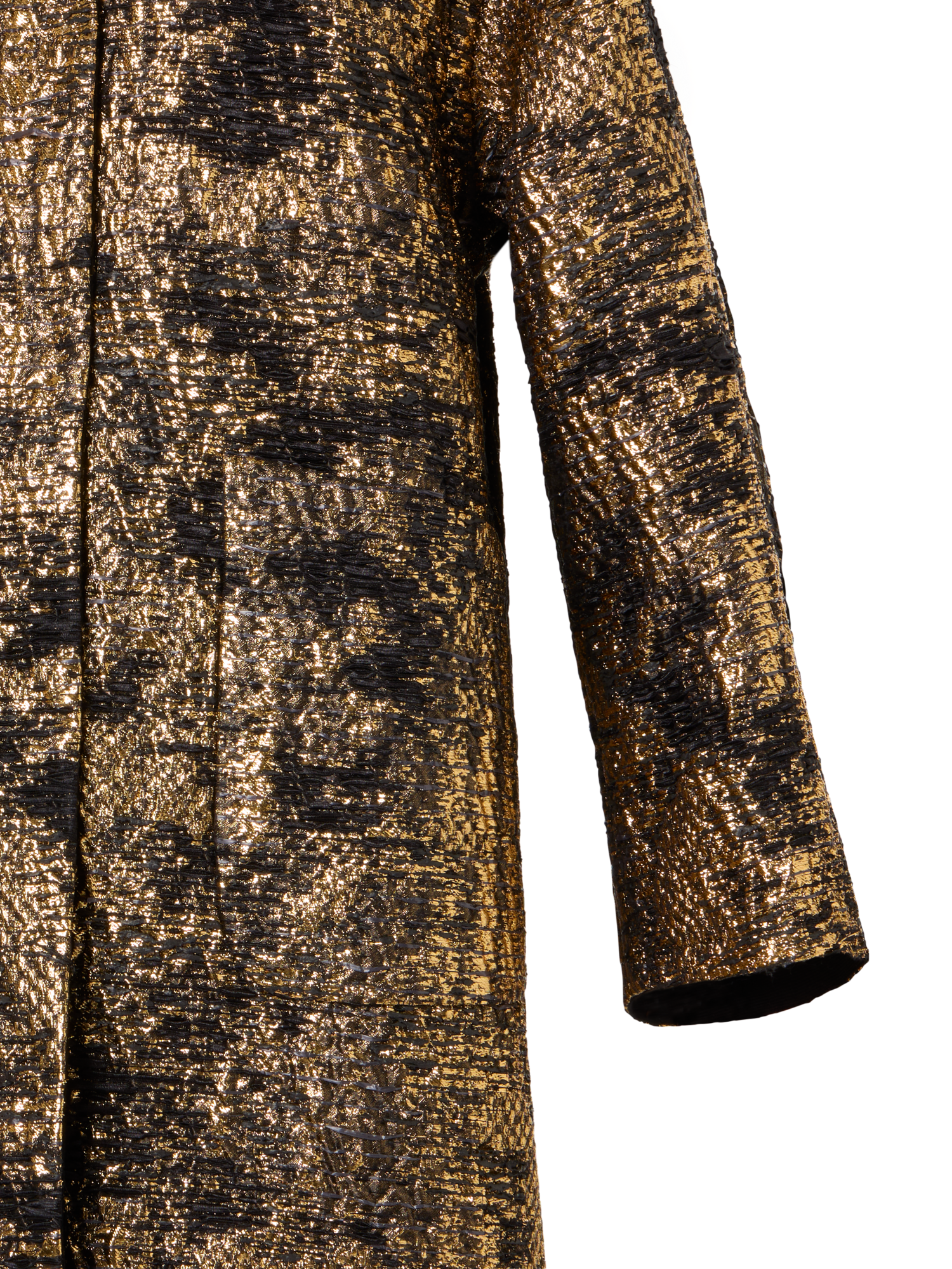 Designer Oversize-Mantel in Fragmented Jacquard - Schwarz - Bunt - Gold