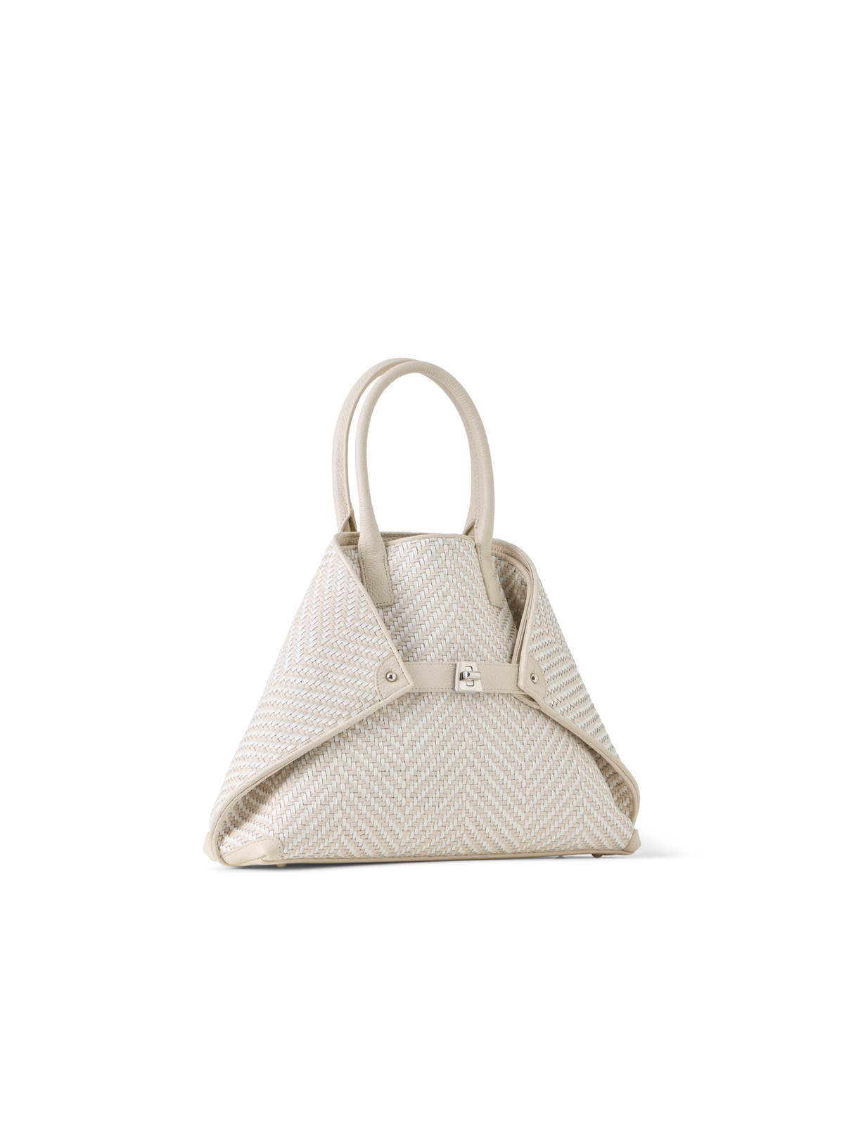 Designer Ai Small Top Handle Tote - Beige - Ecru