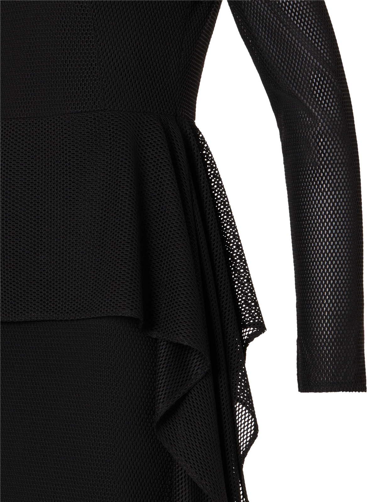 Designer Midikleid aus Techno Grid mit Taillendrapierung - Schwarz