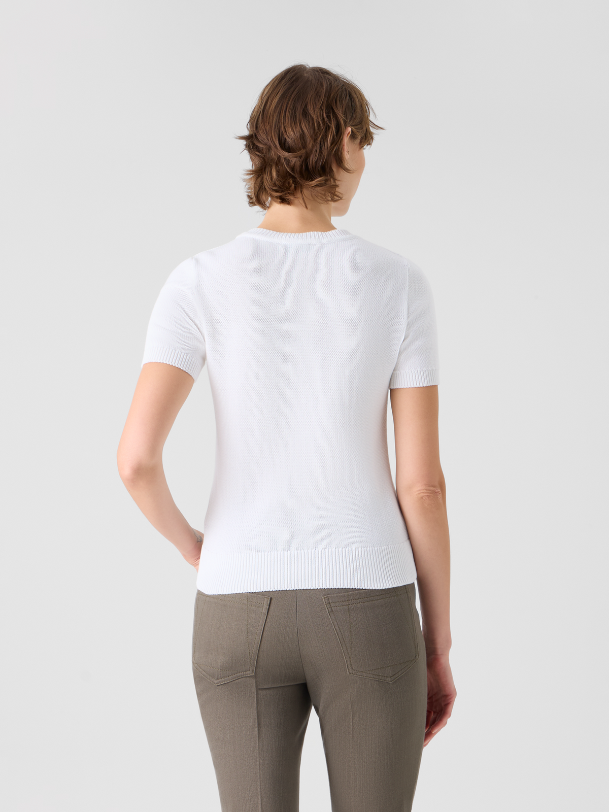 Designer Baumwollpullover mit Polygon-Intarsie - Ecru #editorial