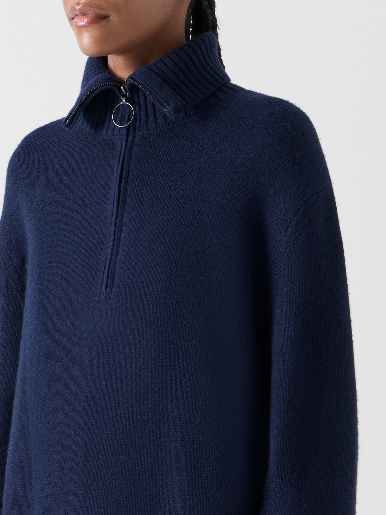 Designer Grobstrick-Pullover aus Yakwolle - Dunkelblau 