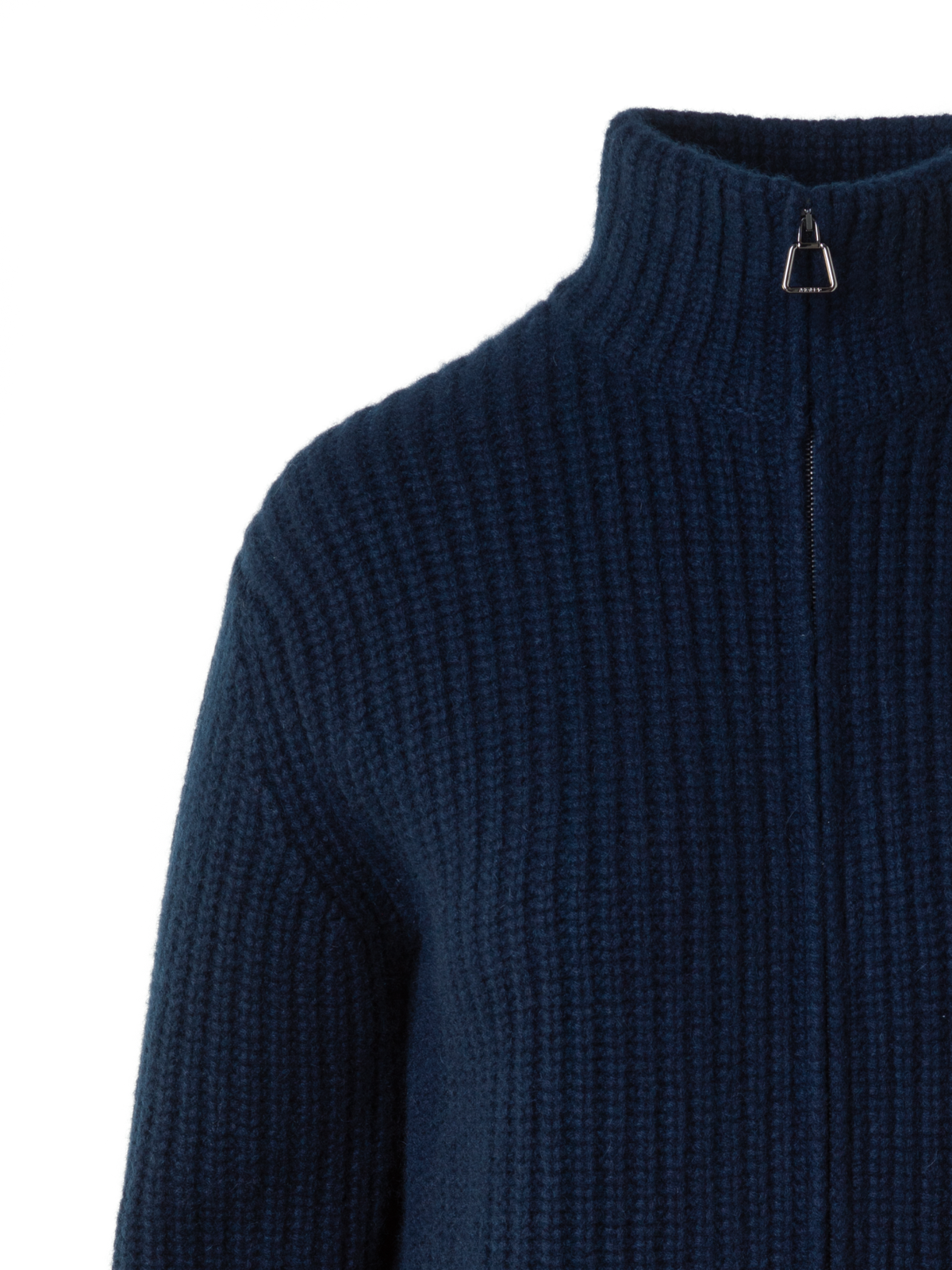 Designer Kaschmir Stehkragen Grobstrick Cardigan - Dunkelblau - Blau