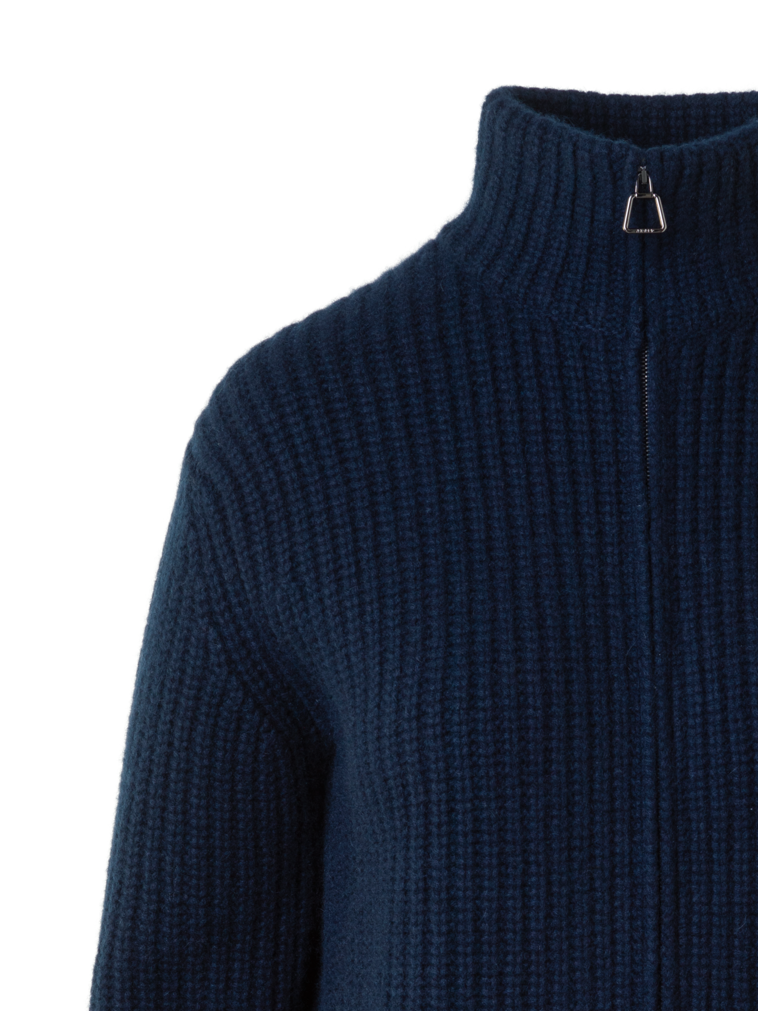 Designer Kaschmir Stehkragen Grobstrick Cardigan - Dunkelblau - Blau