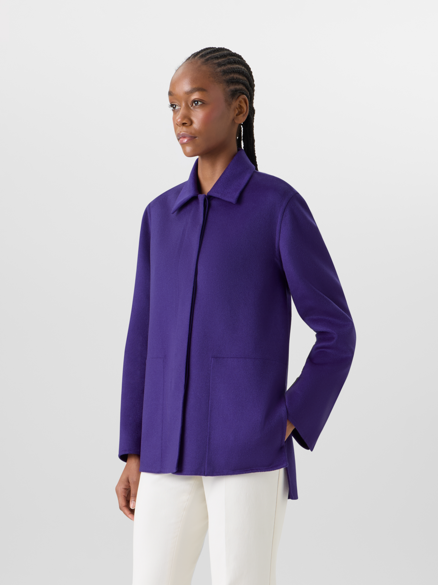 Designer Laars Long Jacke aus Kaschmir-Doubleface - Violett 