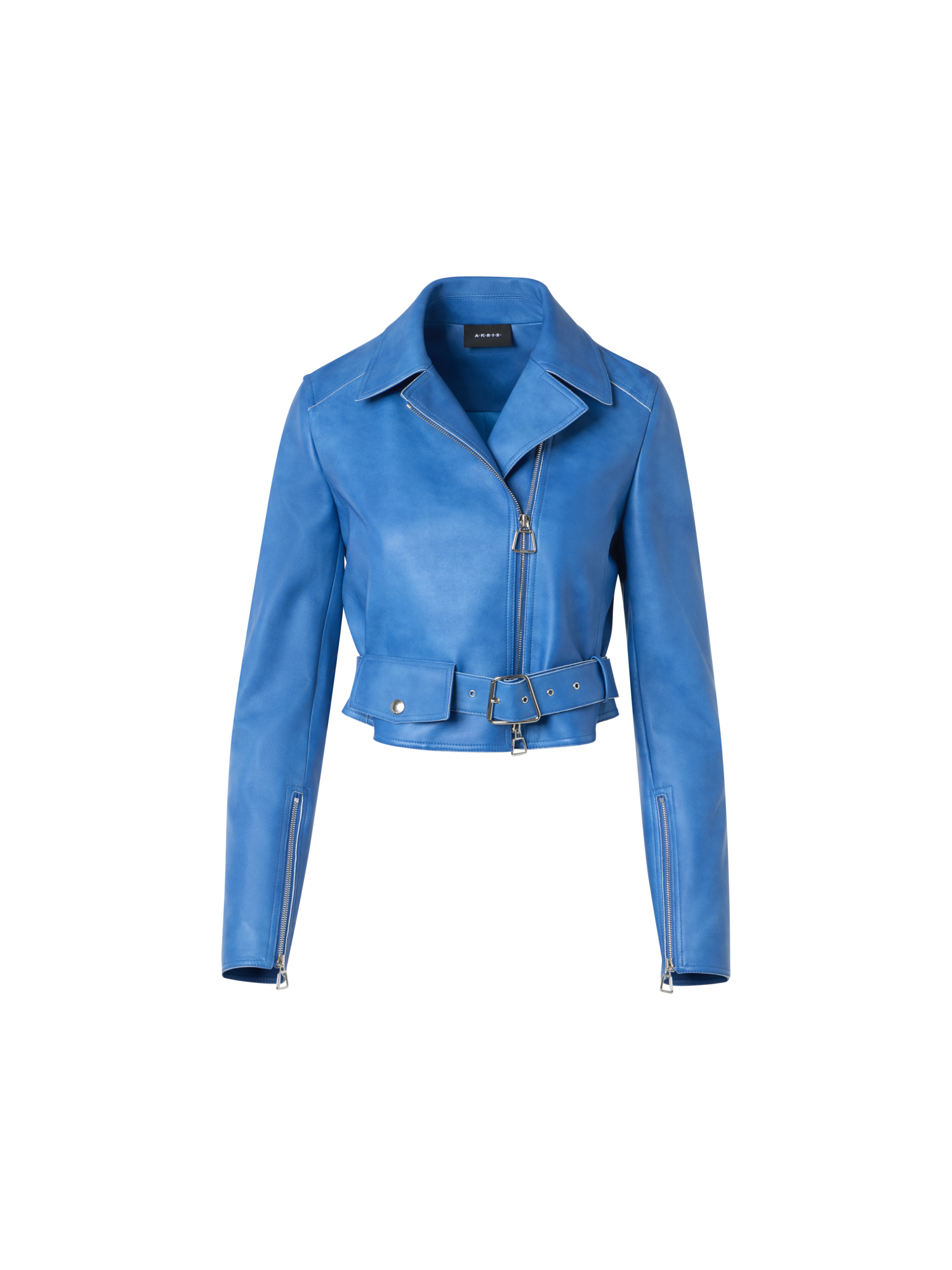 Designer Vintage Bikerjacke aus Lammnappa - Blau