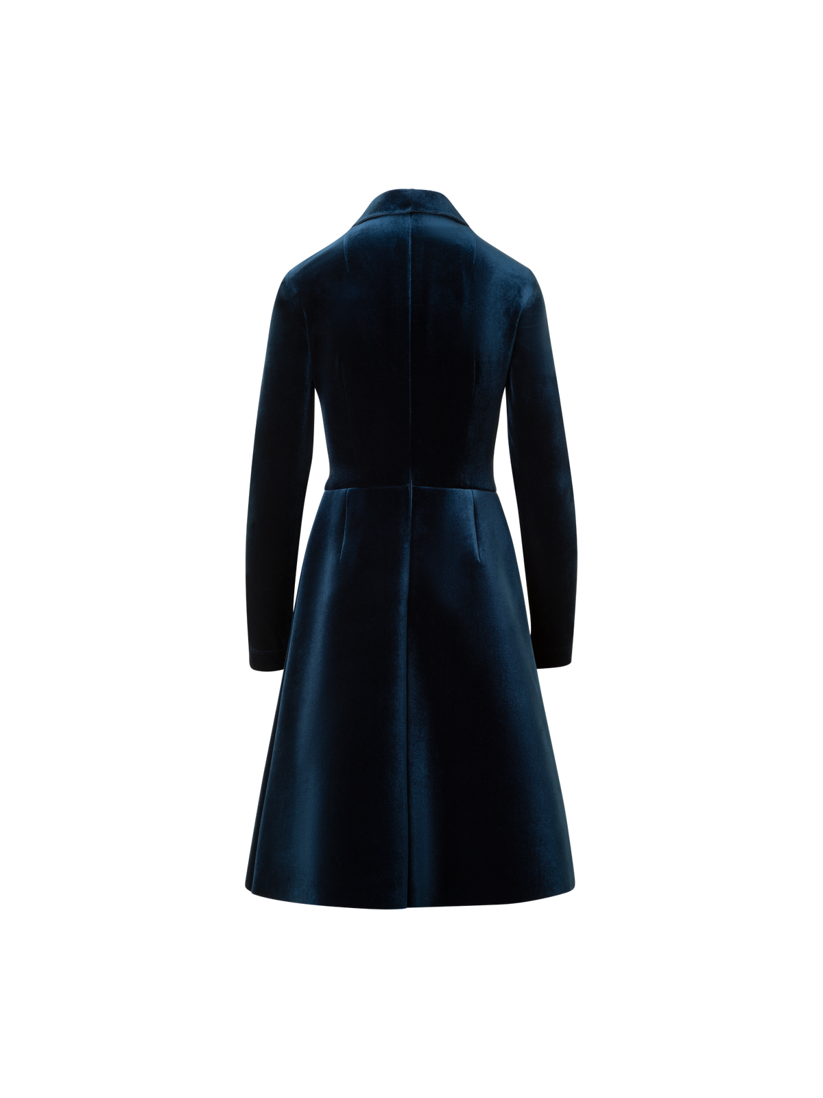 Designer Kurzes Samt Neopren A-Linien Kleid - Dunkelblau - Blau