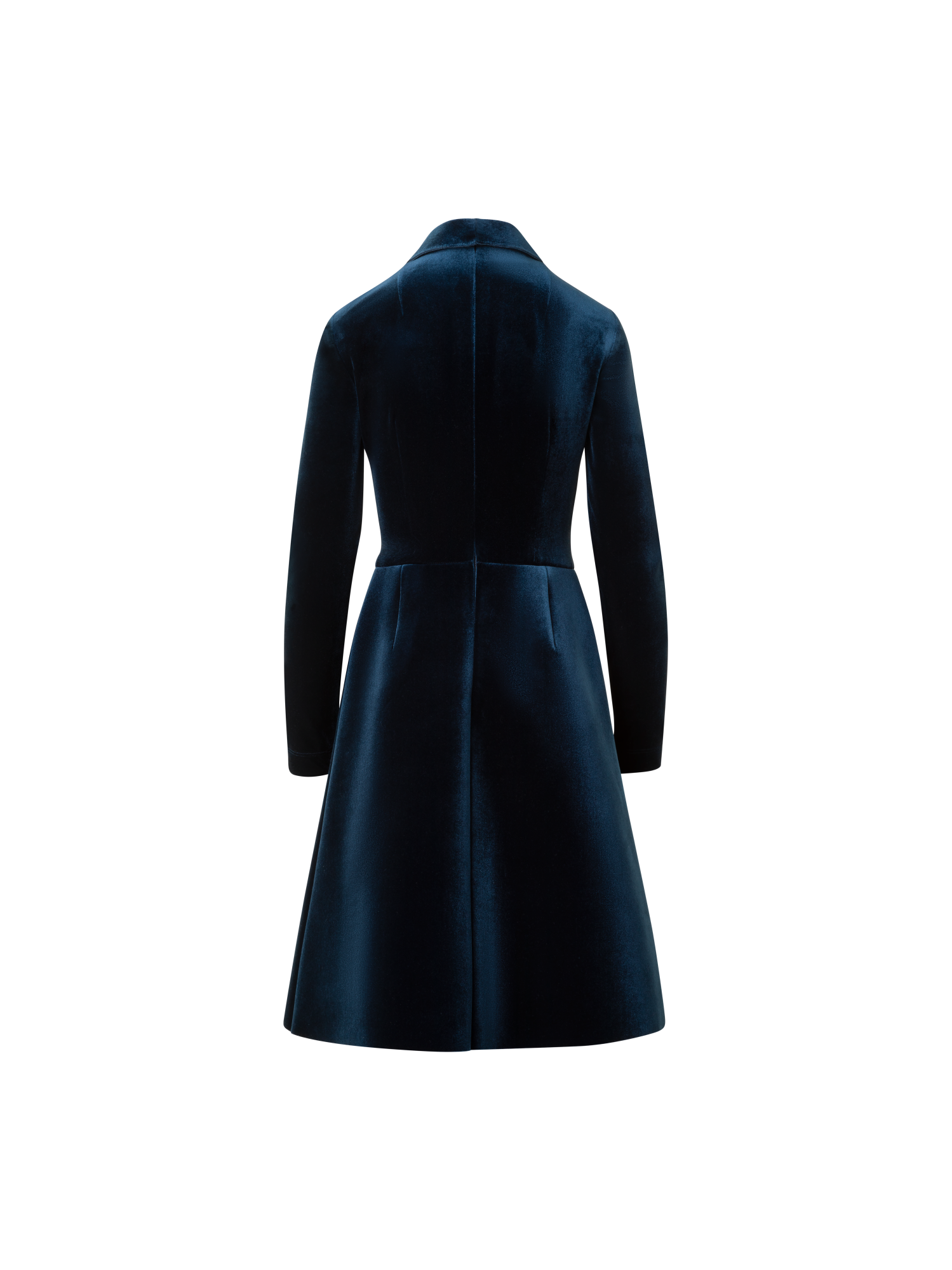 Designer Kurzes Samt Neopren A-Linien Kleid - Dunkelblau - Blau