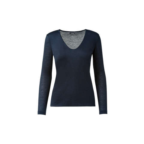 Shirt aus Kaschmir und Seide mit V-Ausschnitt