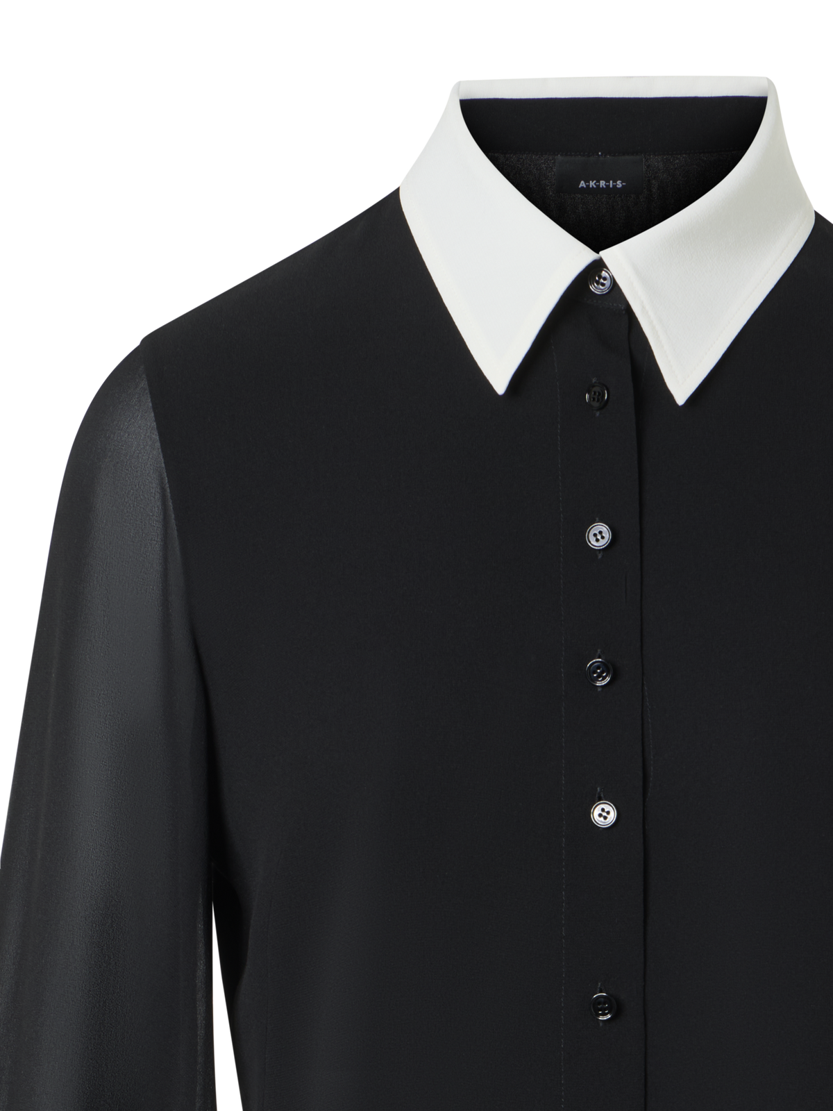 Designer Seidenbluse mit abnehmbaren Manschetten - Schwarz