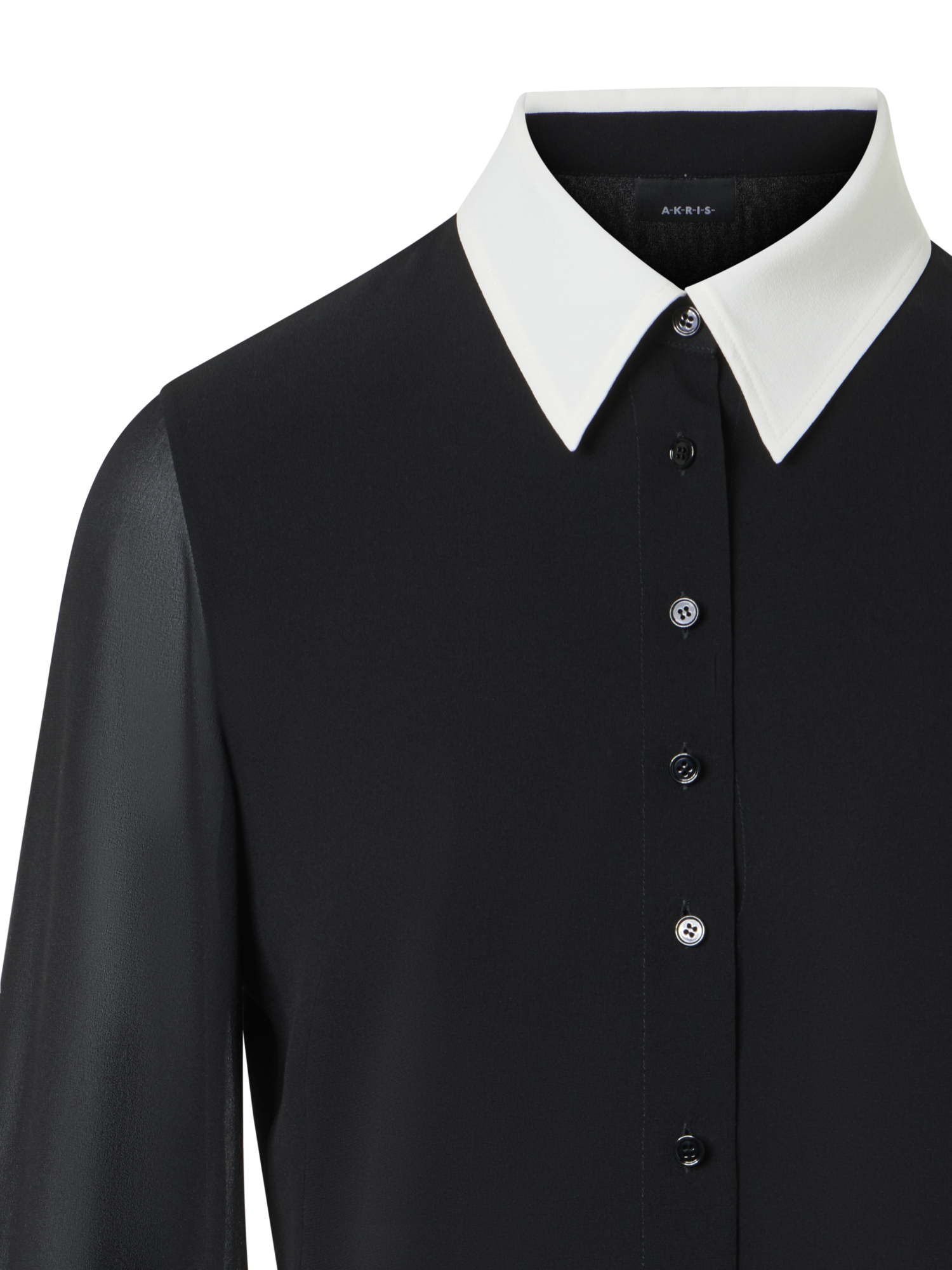 Designer Seidenbluse mit abnehmbaren Manschetten - Schwarz