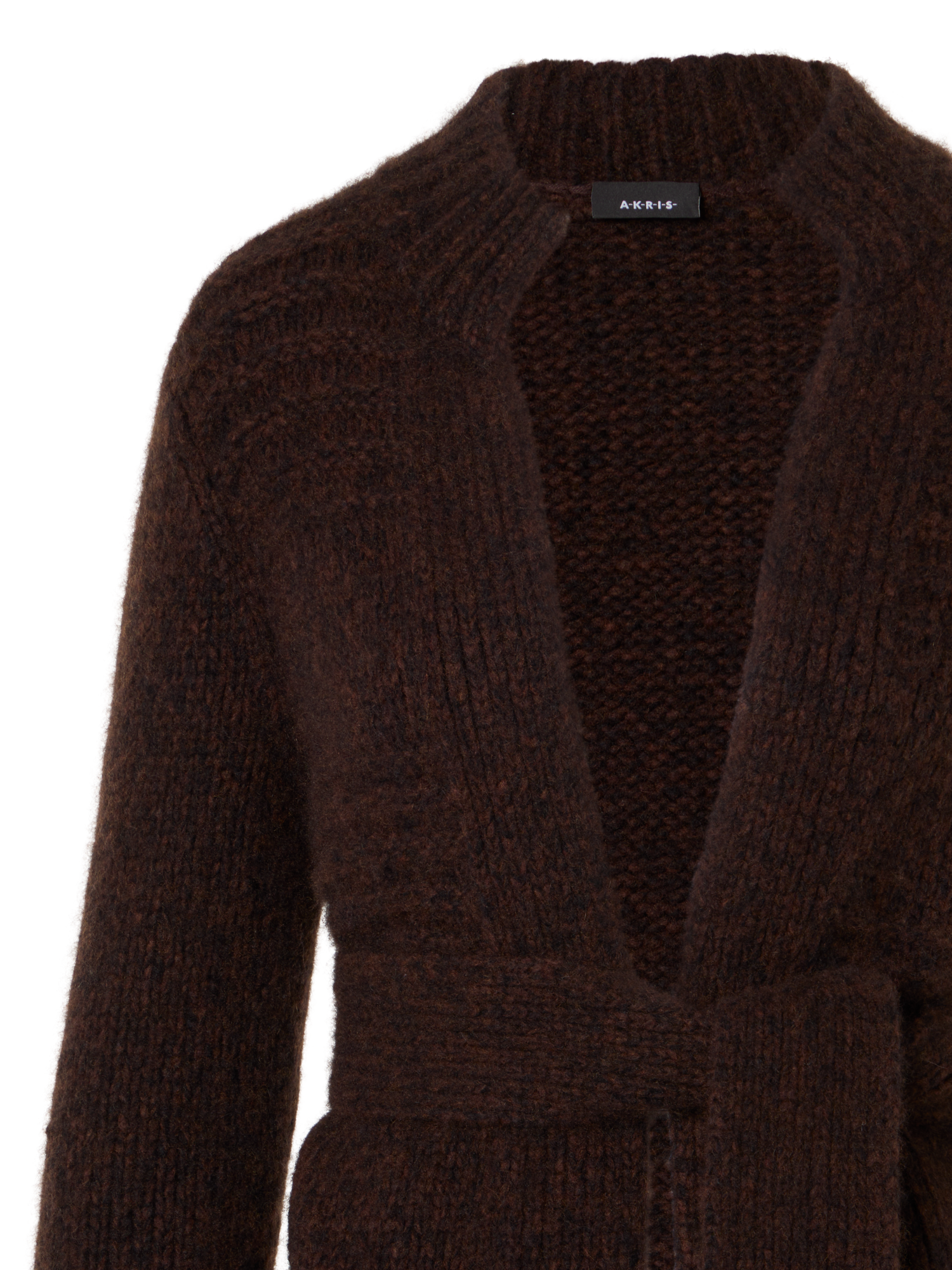 Designer Langer Cardigan aus Kaschmirseide Mouliné - Schwarz - Braun - Bunt