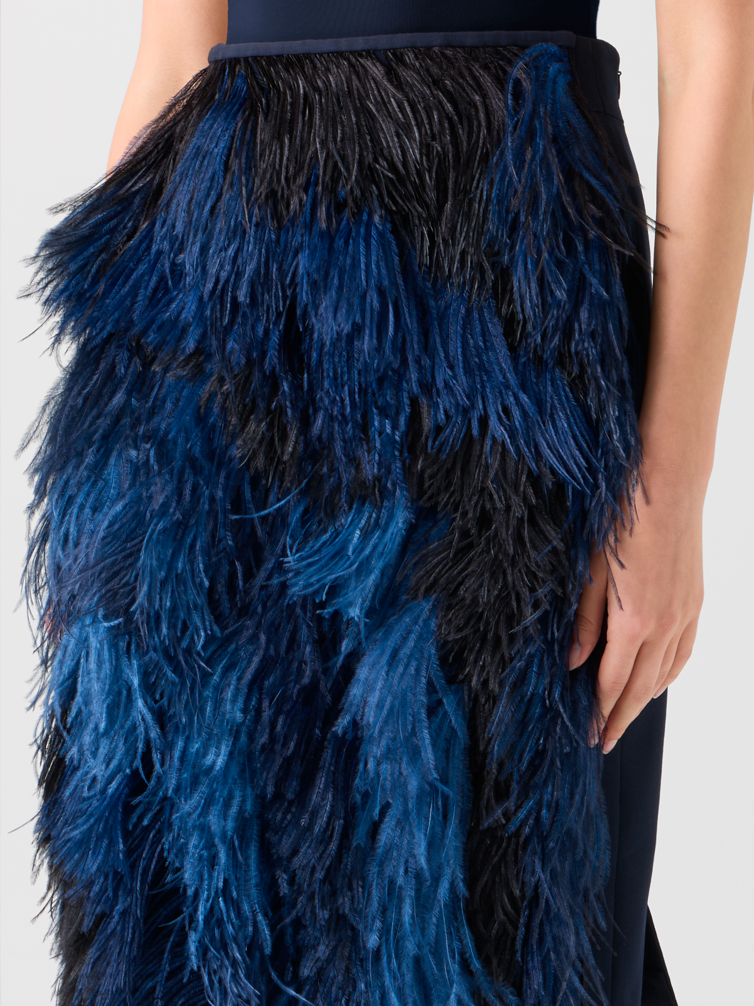 Designer Woll Doubleface Feathered Pencil Skirt - Dunkelblau - Blau - Bunt 