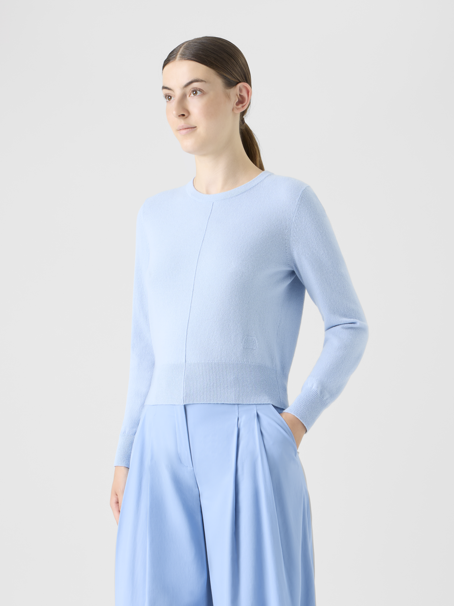 Designer Pullover aus Kaschmir mit Rundhalsausschnitt - Blau 
