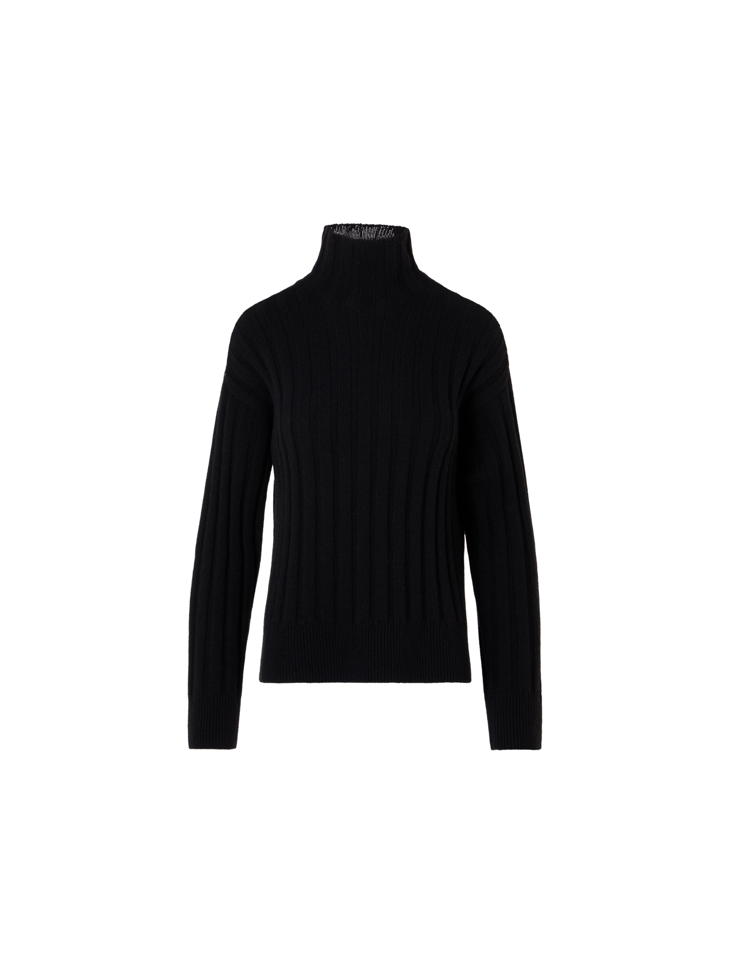 Designer Oversize Grobstrick-Pullover aus Yakwolle - Schwarz