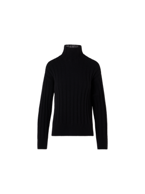 Designer Oversize Grobstrick-Pullover aus Yakwolle - Schwarz