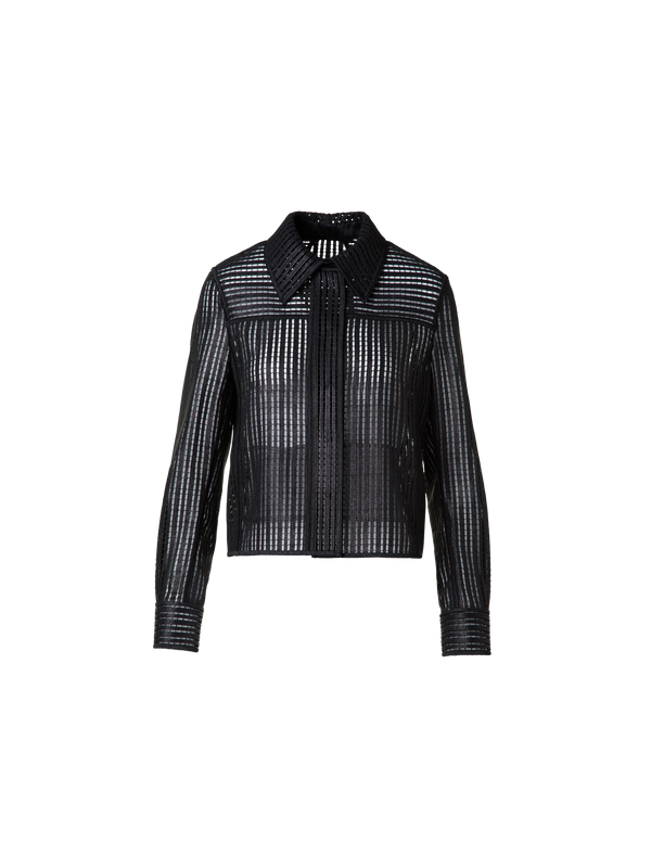 Designer Jacke in Streifen Stickerei - Schwarz