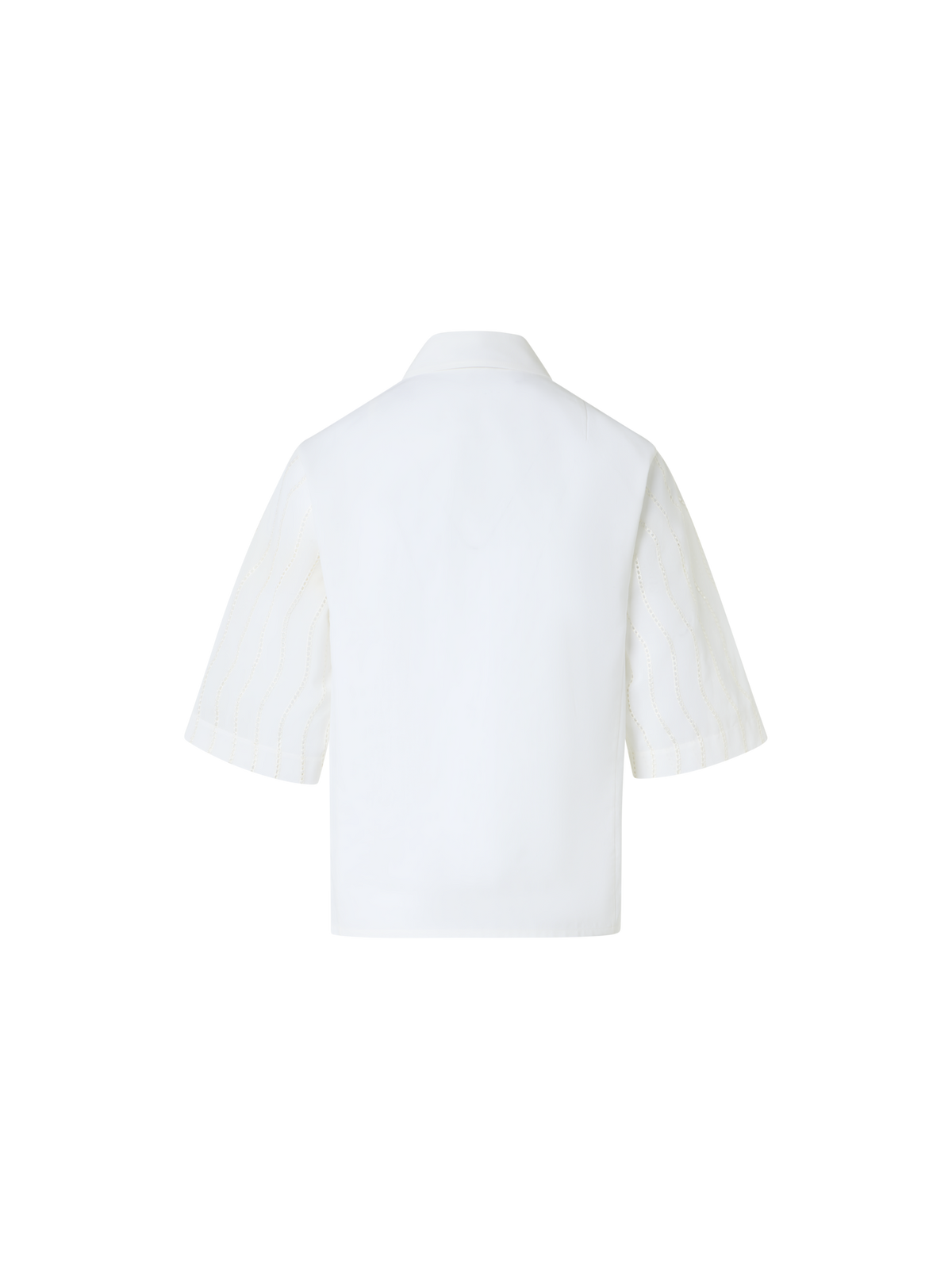 Designer Bestickte kastige Baumwollbluse - Ecru