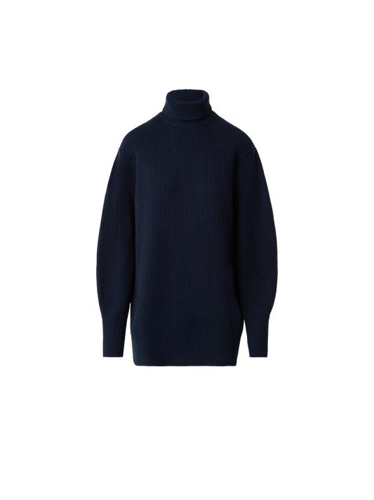 Designer Rollkragenpullover aus Wolle-Kaschmir-Mischung - Dunkelblau - Blau