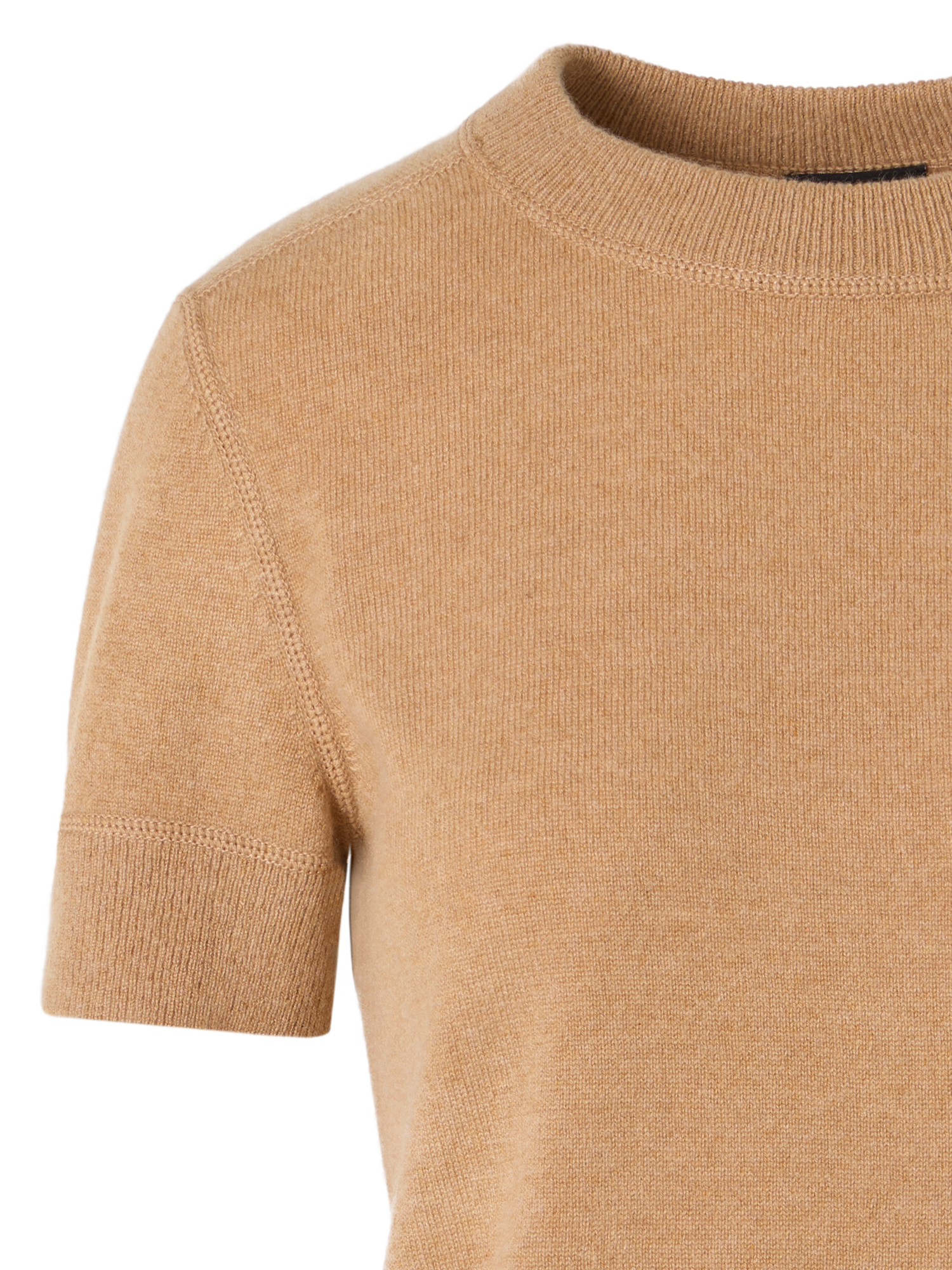 Designer Kurzärmeliger Strickpullover aus Kaschmir - Braun