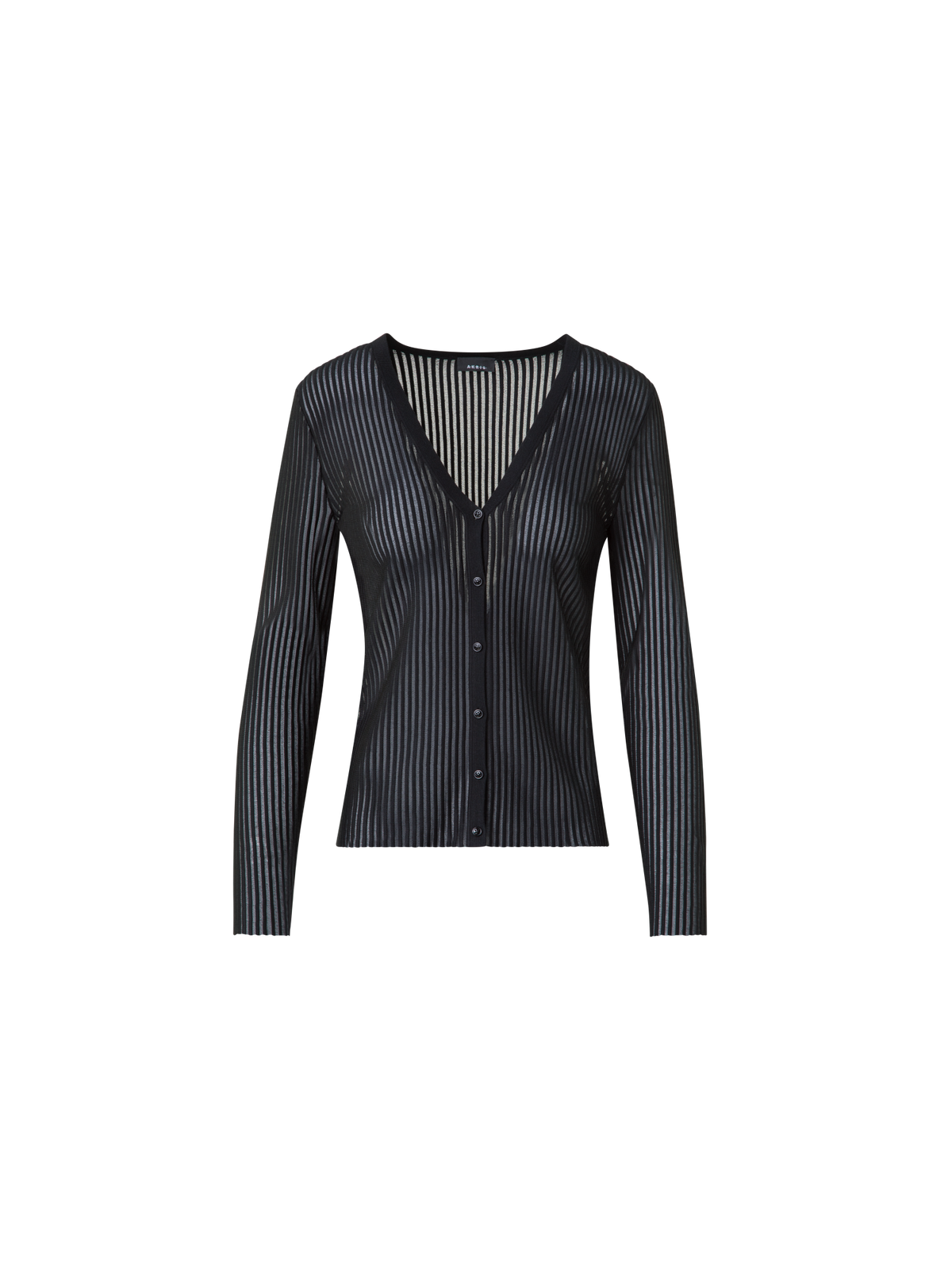 Designer Halbtransparenter Cardigan aus Seiden-Baumwolle - Schwarz