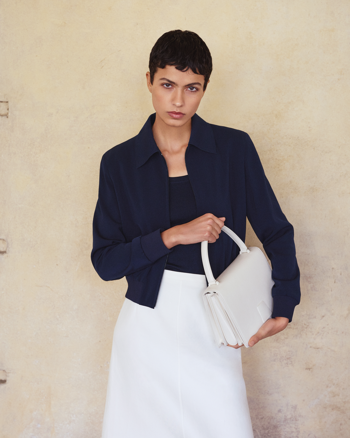 Designer A-Linien-Rock aus Baumwoll-Seide Doubleface - Ecru - Weiss #editorial