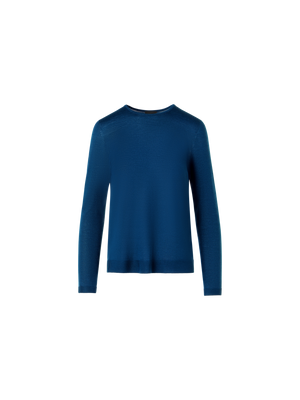 Designer Langärmeliger Strickpullover aus Kaschmir-Seide - Blau