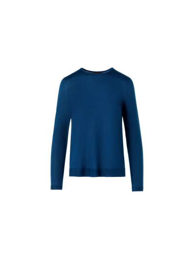 Designer Langärmeliger Strickpullover aus Kaschmir-Seide - Blau