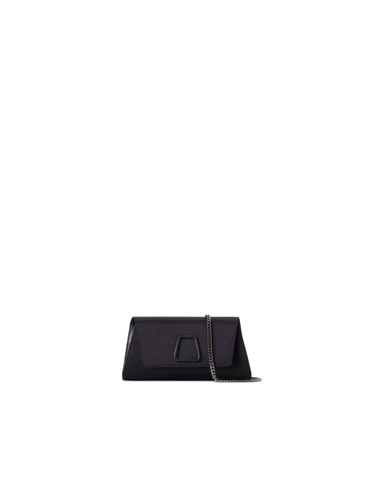Designer Anouk Mini Trapez-Clutch aus Seidensatin - Schwarz