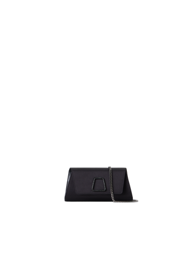 Designer Anouk Mini Trapez-Clutch aus Seidensatin - Schwarz