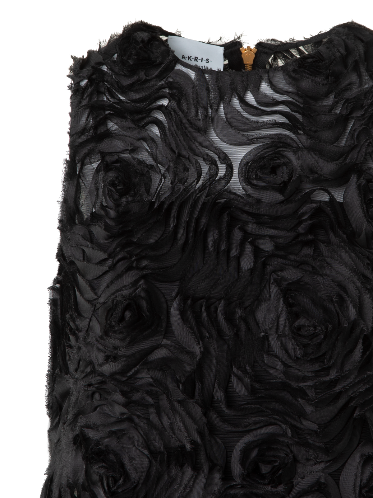 Designer Cocktailkleid mit 3D Carnation Stickerei - Schwarz