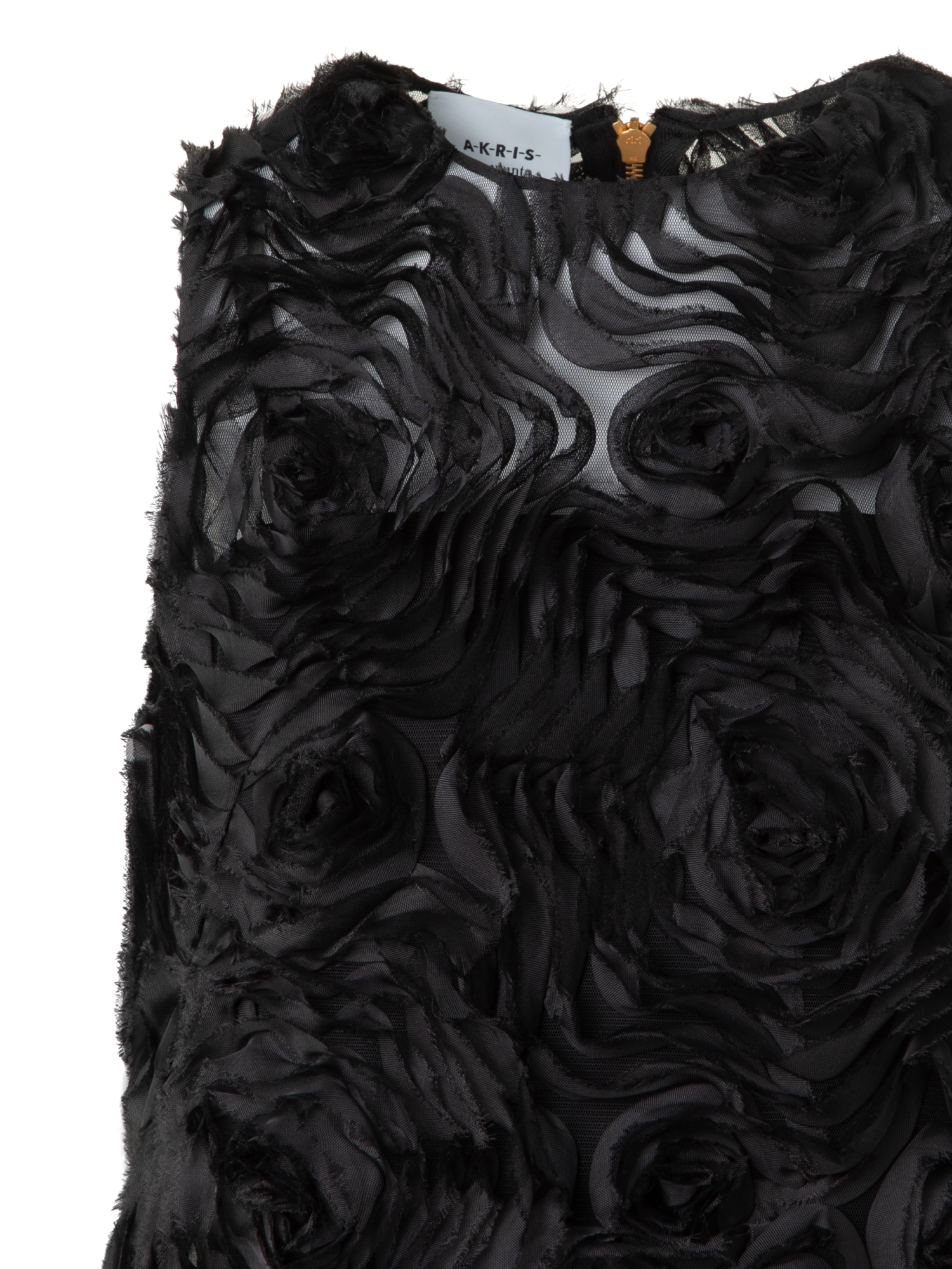 Designer Cocktailkleid mit 3D Carnation Stickerei - Schwarz