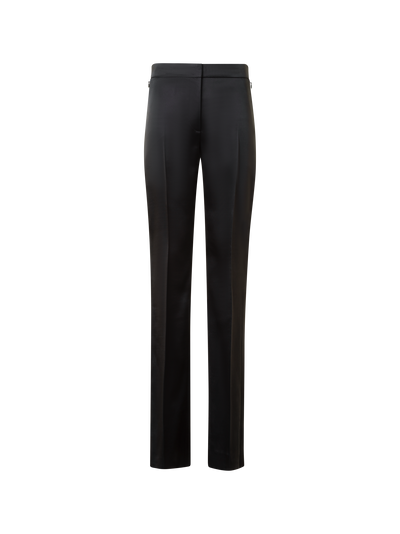 Designer Gerade Woll-Satin Hose - Schwarz