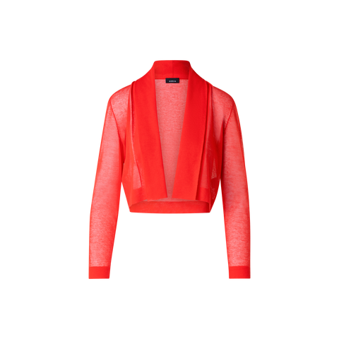 Short Cardigan in Semi-Sheer Cotton Blend