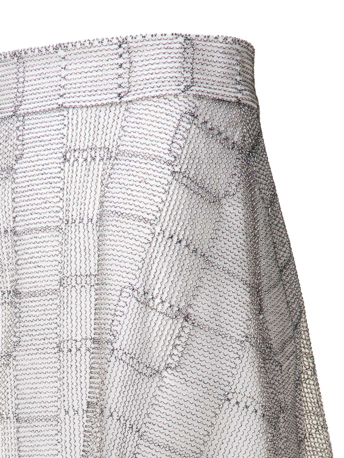 Designer Midi-Rock in A-Linie mit Tüll-Stickerei - Bunt - Ecru - Weiss