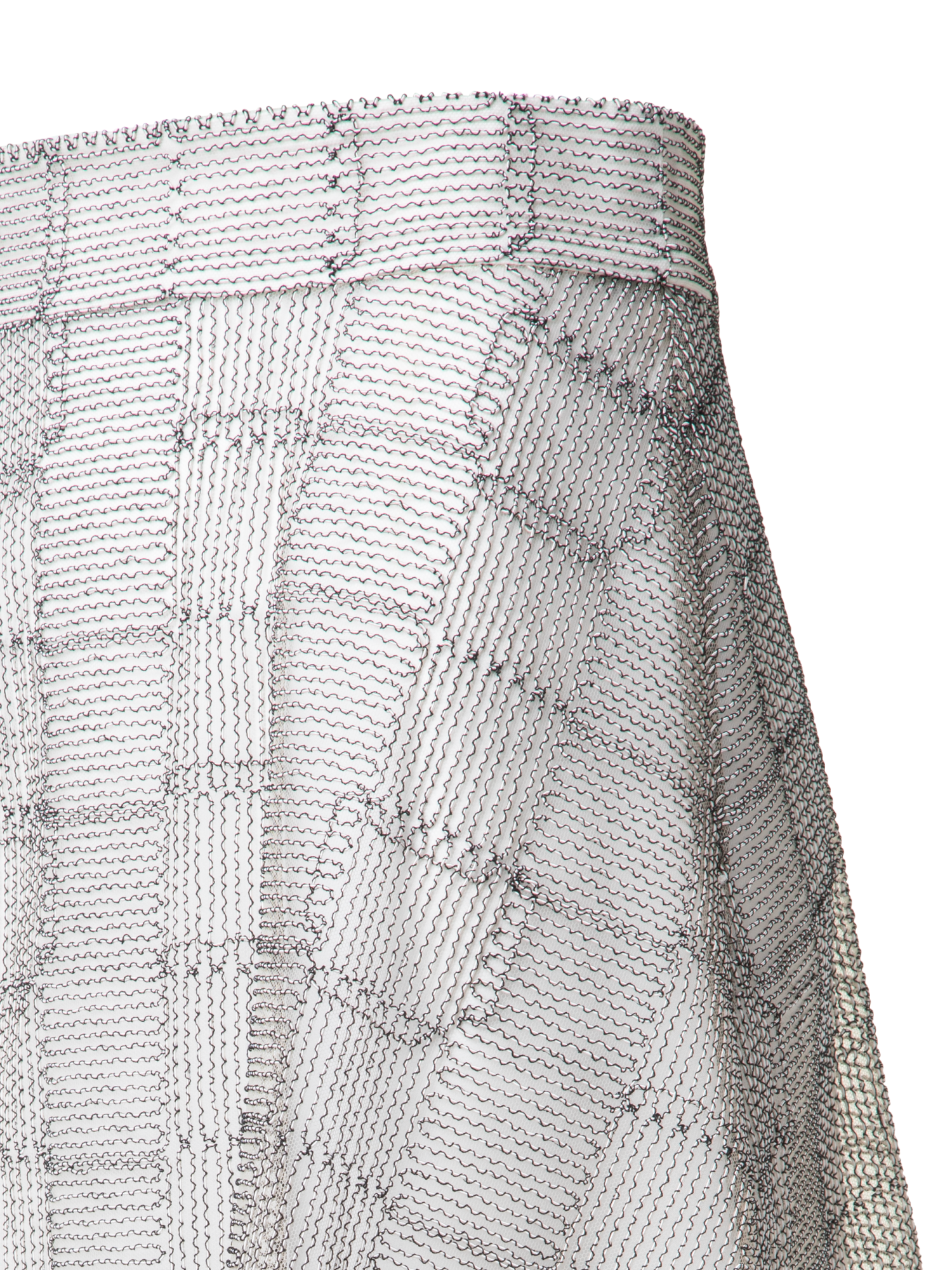 Designer Midi-Rock in A-Linie mit Tüll-Stickerei - Bunt - Ecru - Weiss