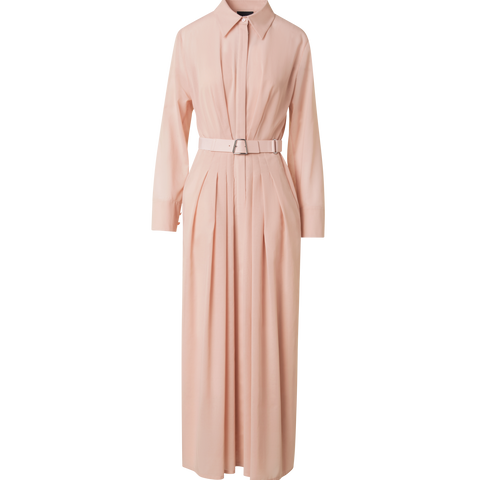 Belted Long Sleeve Shirt Dress in Cotton Voile