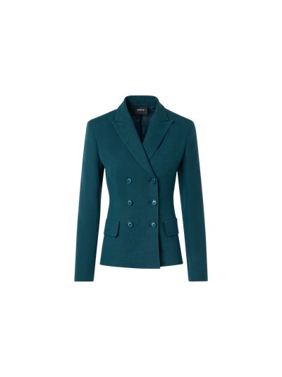 Designer Hannah Taillierte Zweireiher-Jacke aus Leinen-Wolle - Grün