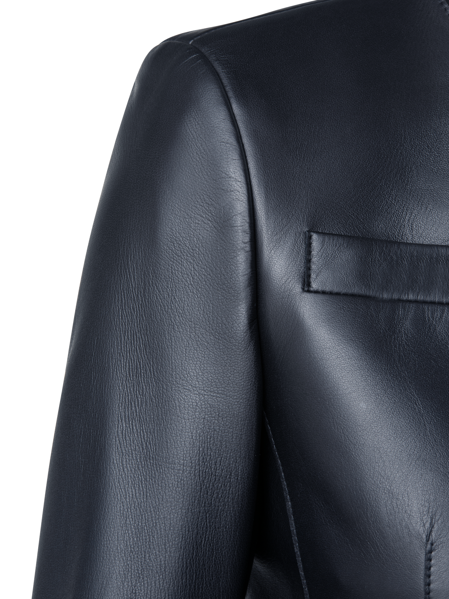 Designer Kurze Lederjacke - Dunkelblau - Blau