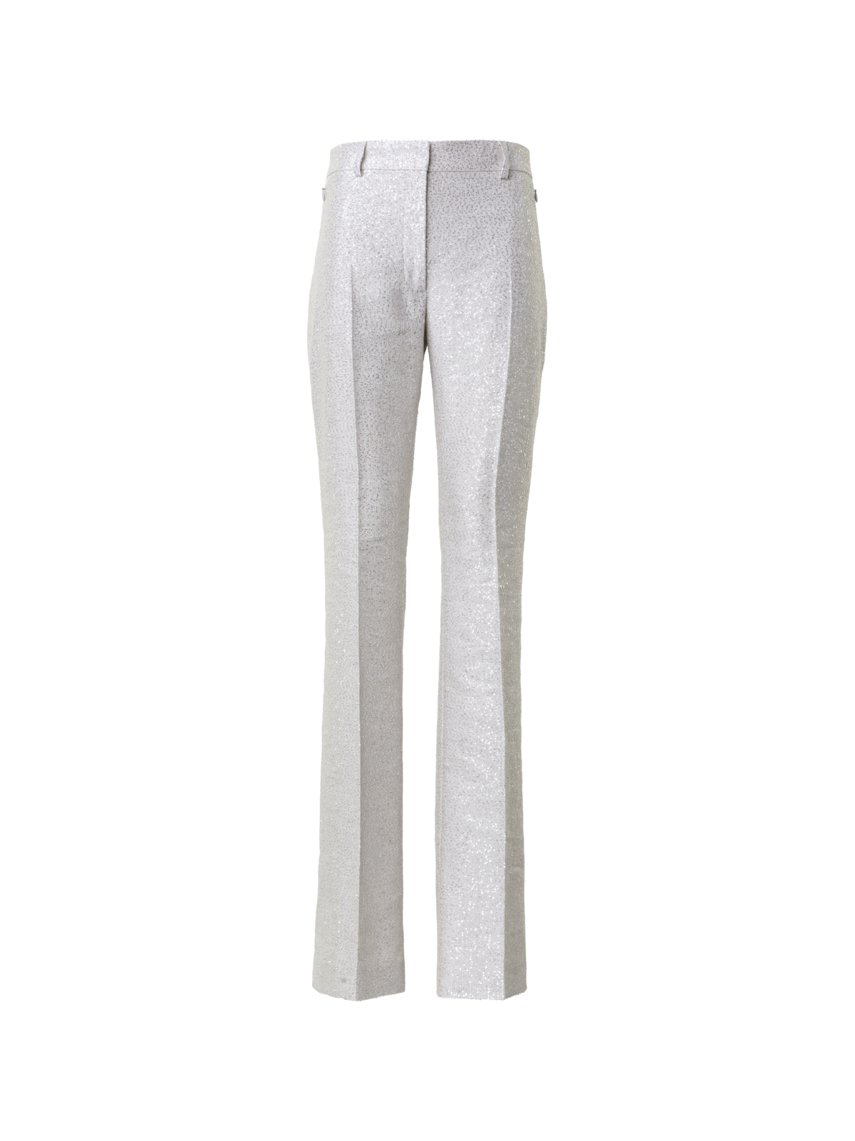 Designer Leicht Schlaghose aus Leinen mit Pailletten - Silber - Grau
